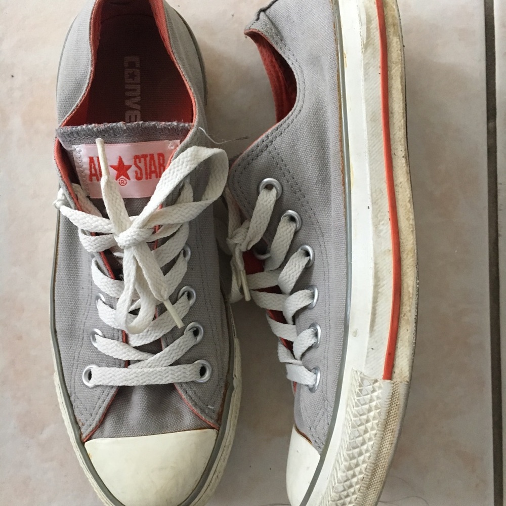 Unisex Orange Lined Gray Converse